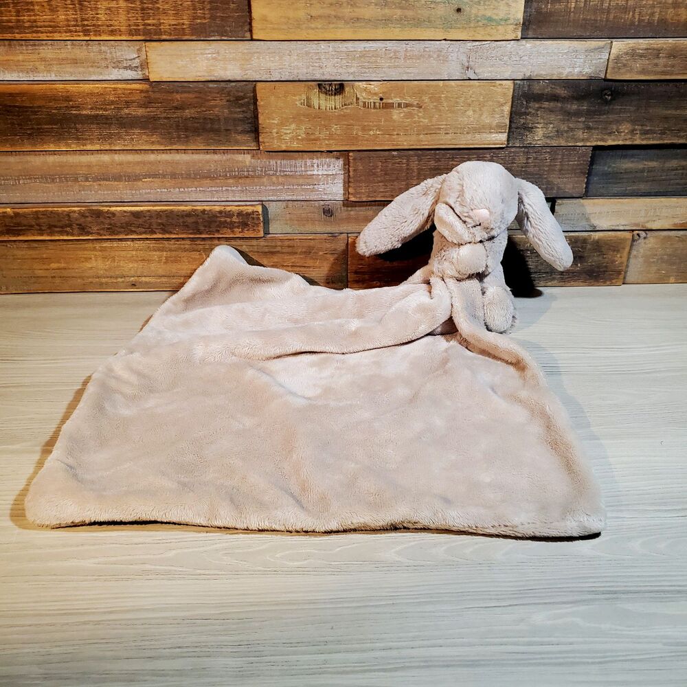 Jellycat Gray Bashful Bunny Rabbit Plush Lovey Security Baby Blanket Soother
